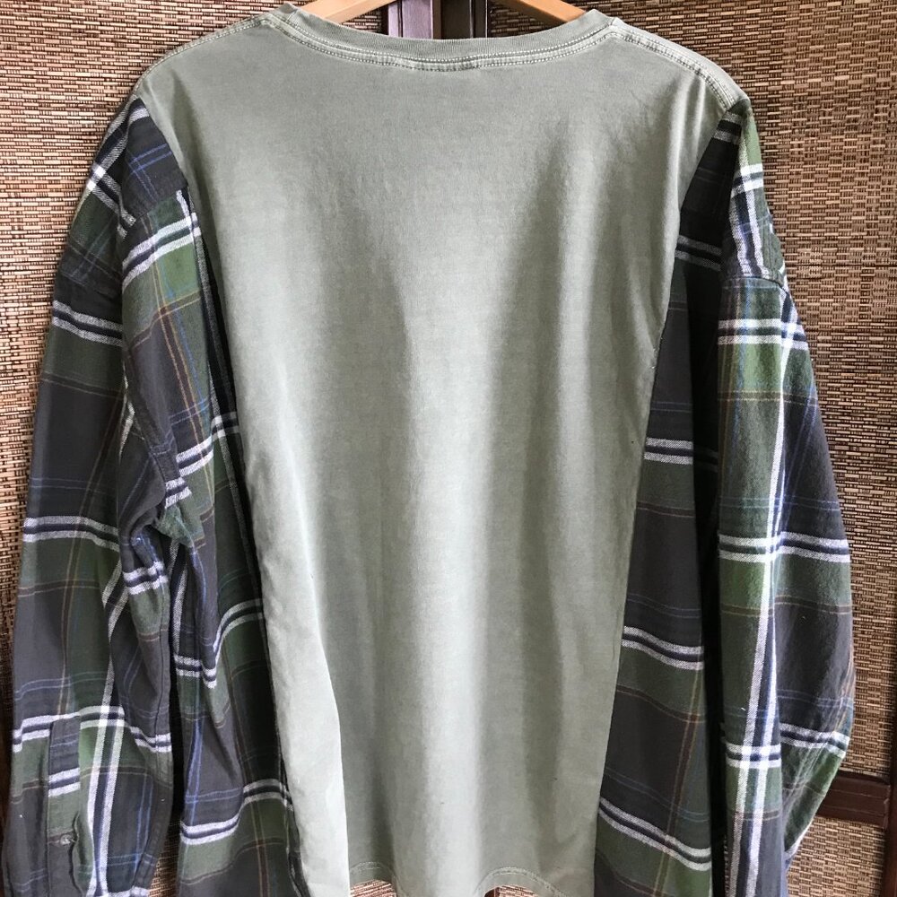 Upcycled Autumn Flannel Shirt Reworked Oversized Pumpkins Graphic Plus Size - Picture 12 of 13